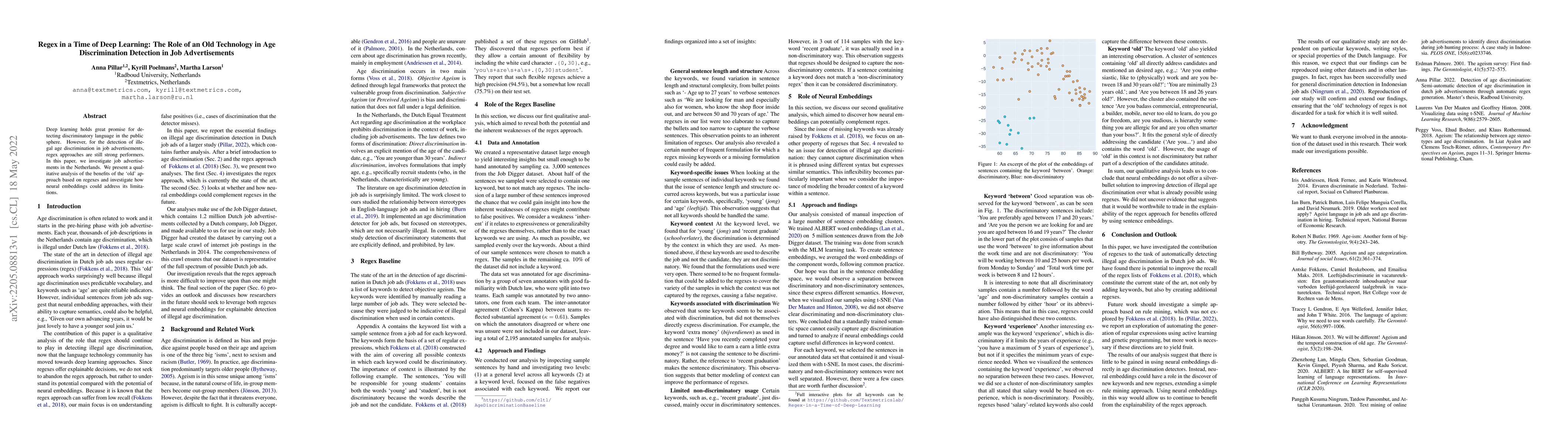 Thumbnail for Regex in a Time of Deep Learning: The Role of an Old Technology in Age
  Discrimination Detection in Job Advertisements