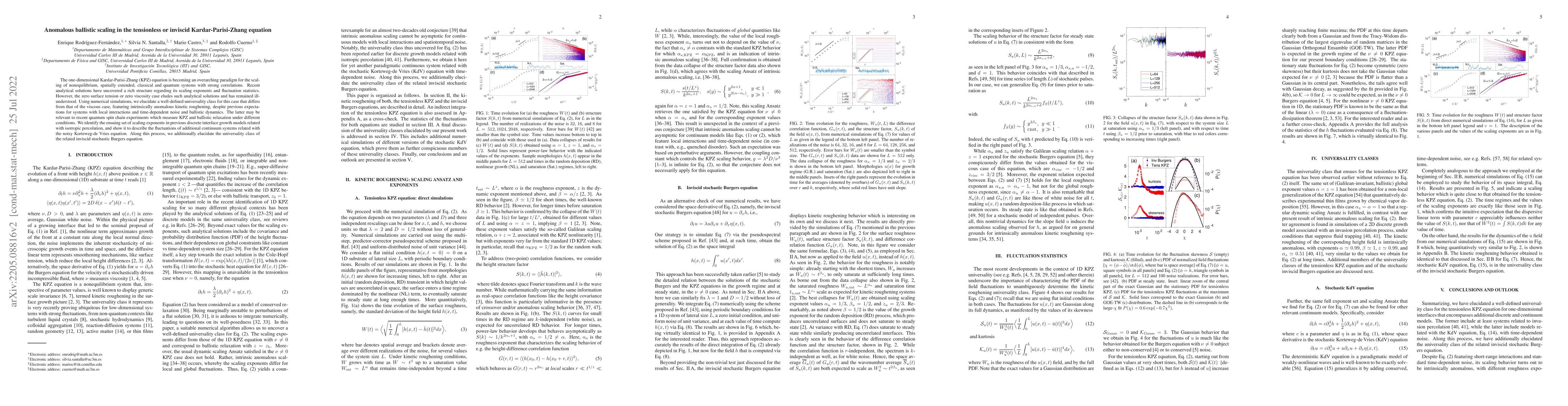 Thumbnail for Anomalous ballistic scaling in the tensionless or inviscid
  Kardar-Parisi-Zhang equation