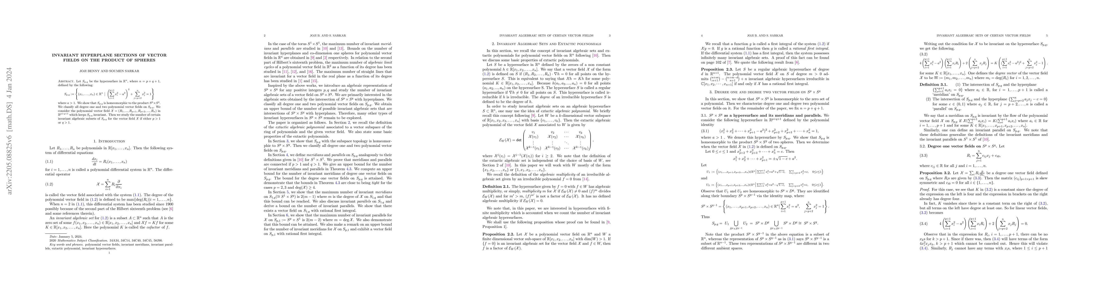 Thumbnail for Invariant Hyperplane Sections of Vector Fields on the Product of Spheres