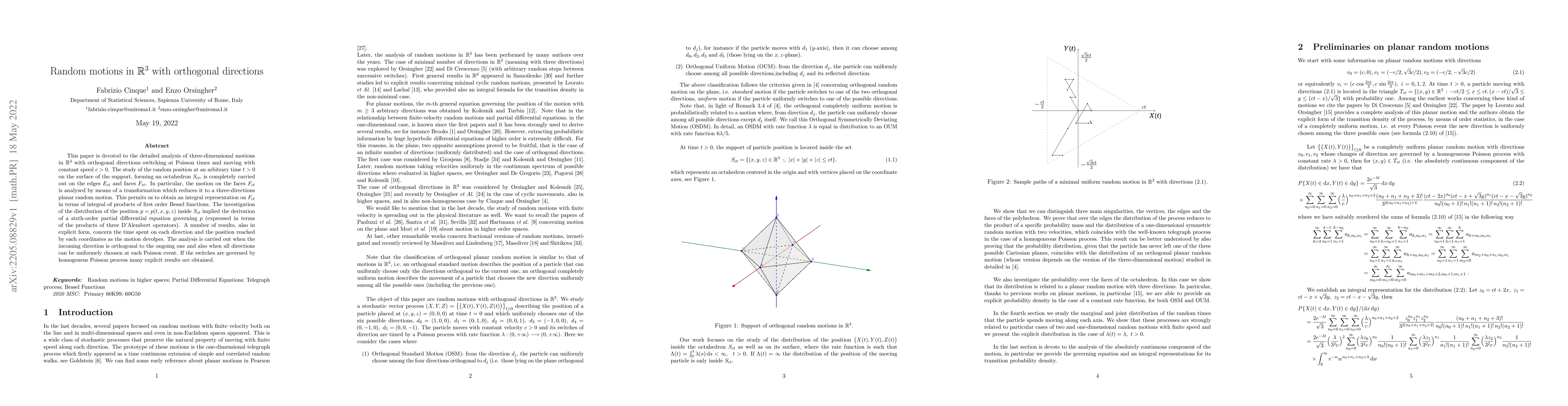 Thumbnail for Random motions in $\mathbb{R}^3$ with orthogonal directions