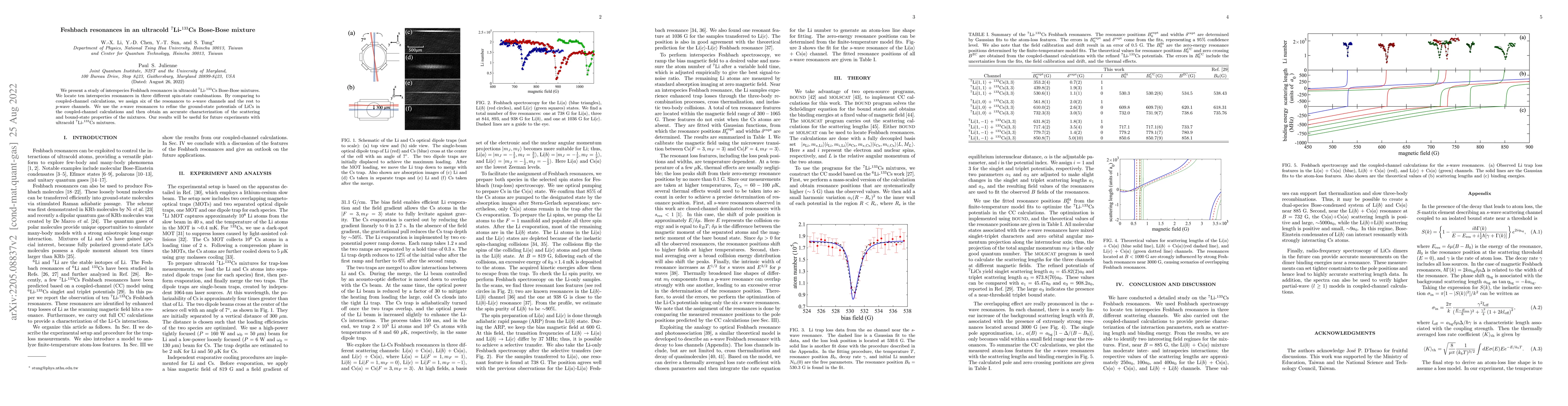 Thumbnail for Feshbach resonances in an ultracold $^{7}$Li-$^{133}$Cs Bose-Bose
  mixture