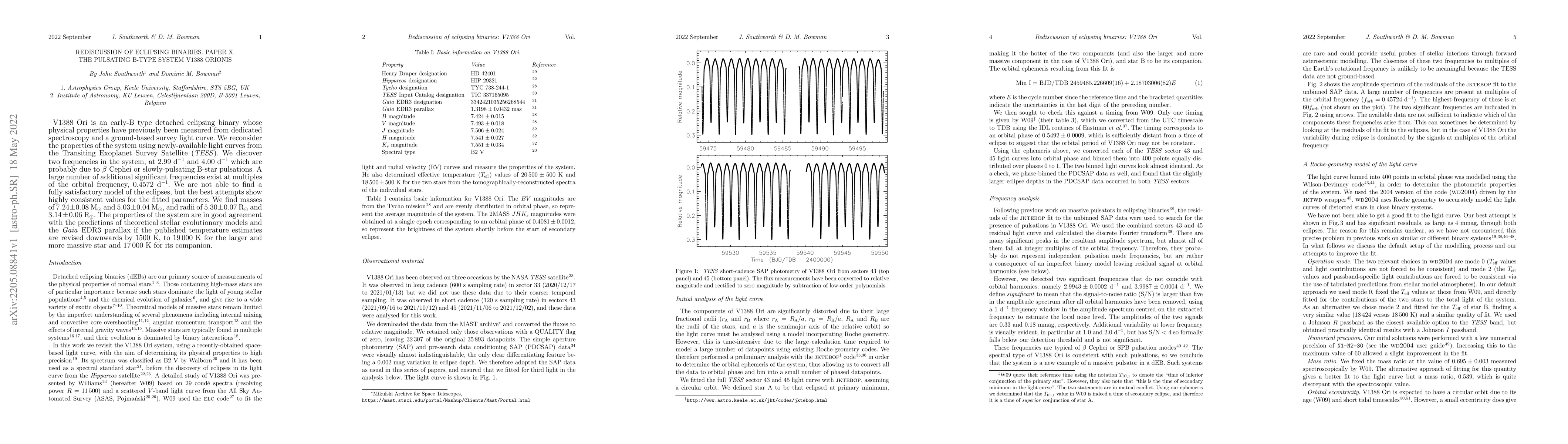 Thumbnail for Rediscussion of eclipsing binaries. Paper X. The pulsating B-type system
  V1388 Orionis