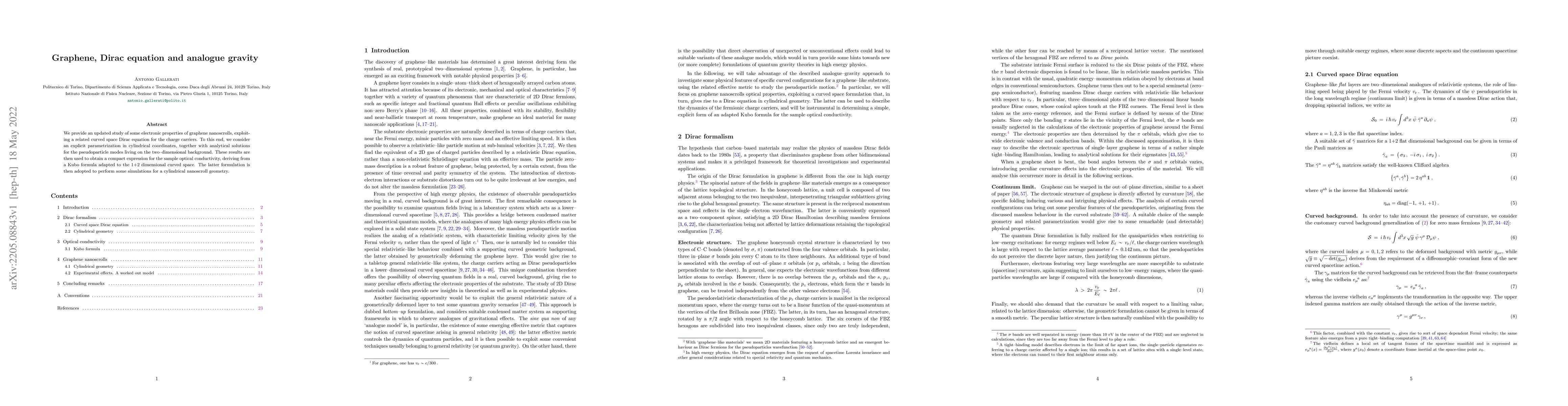 Thumbnail for Graphene, Dirac equation and analogue gravity
