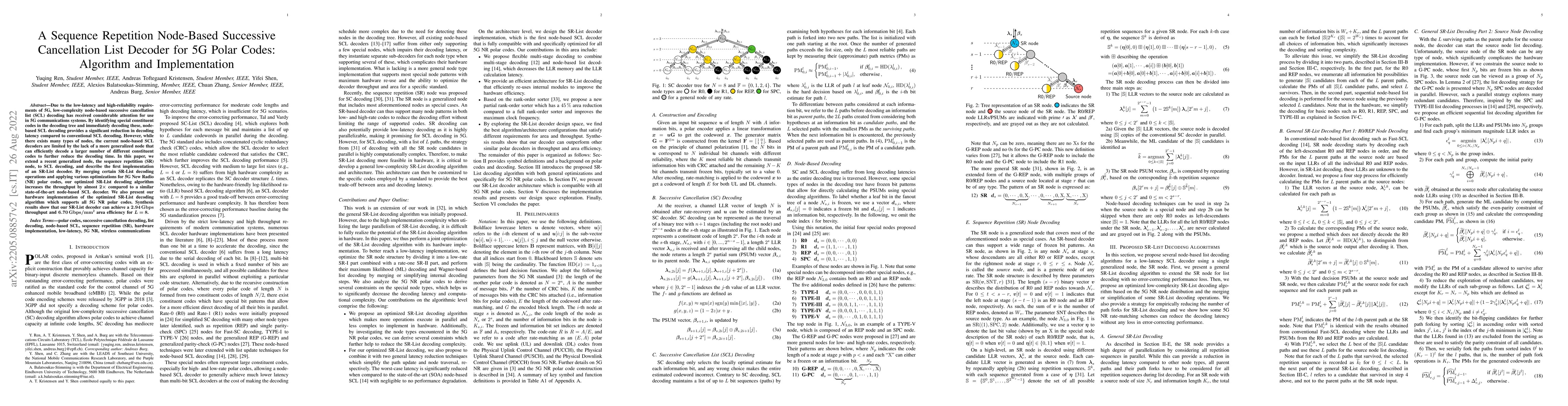 Thumbnail for A Sequence Repetition Node-Based Successive Cancellation List Decoder
  for 5G Polar Codes: Algorithm and Implementation