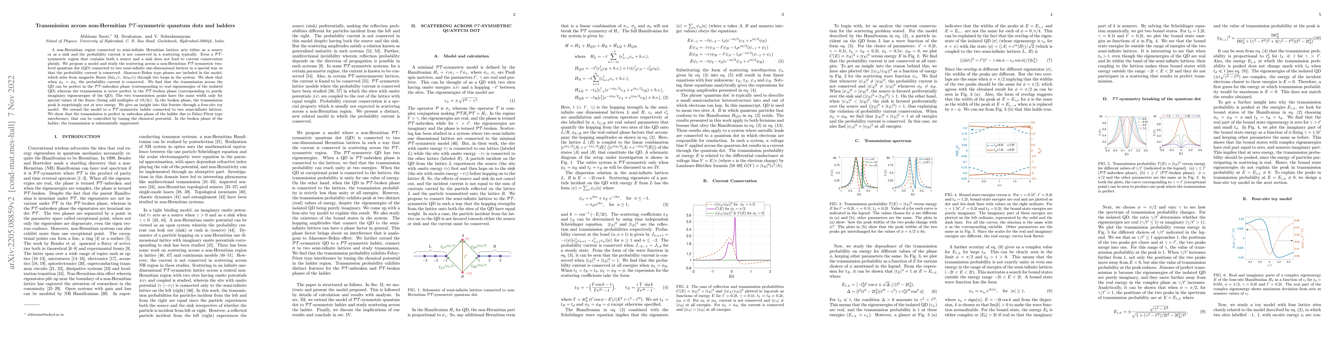 Thumbnail for Transmission across non-Hermitian $\mathcal{PT}$-symmetric quantum dots
  and ladders