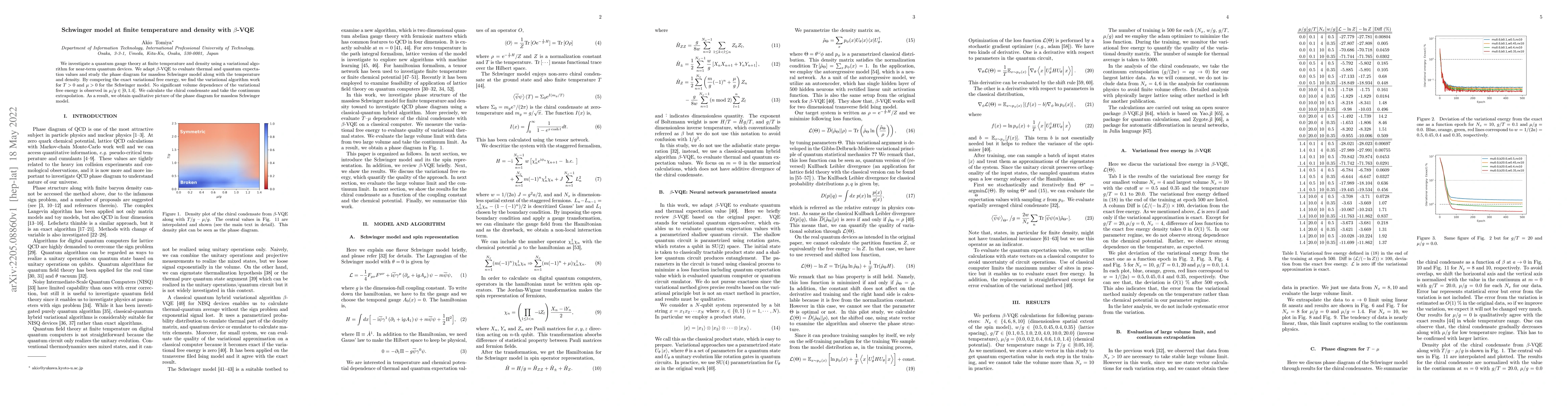 Thumbnail for Schwinger model at finite temperature and density with beta VQE