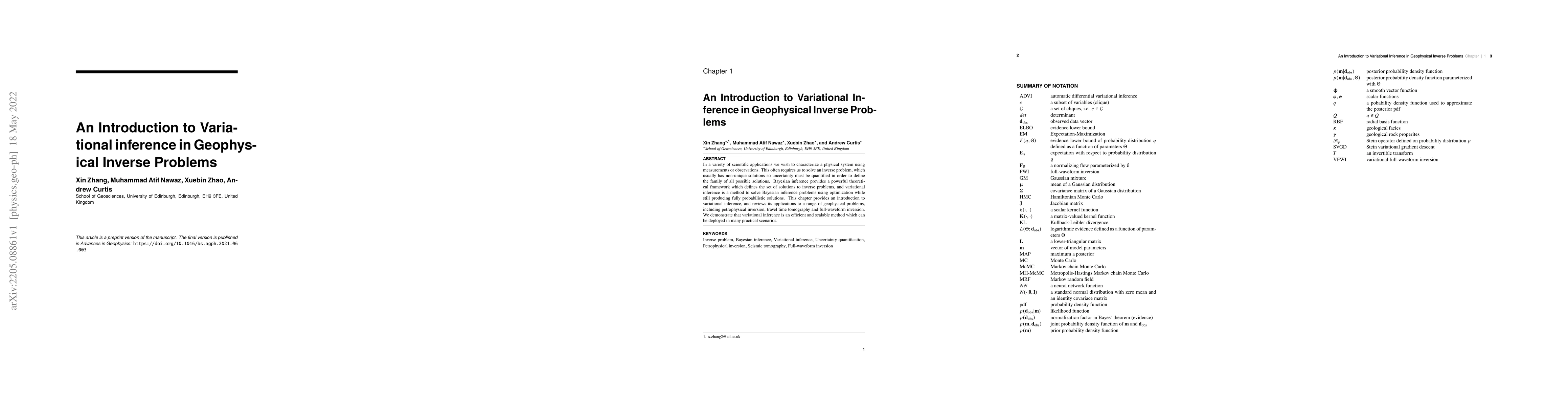 Thumbnail for An introduction to variational inference in Geophysical inverse problems