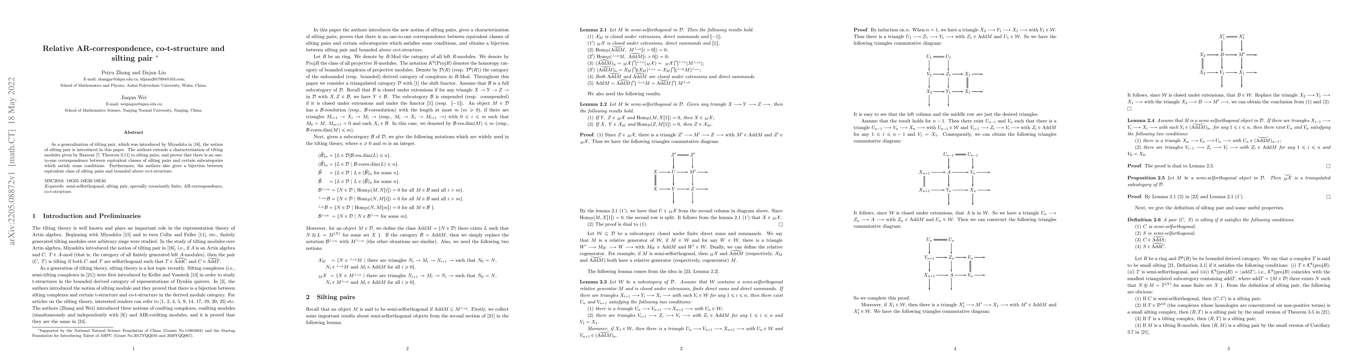 Thumbnail for Relative AR-correspondence, co-t-structure and silting pair