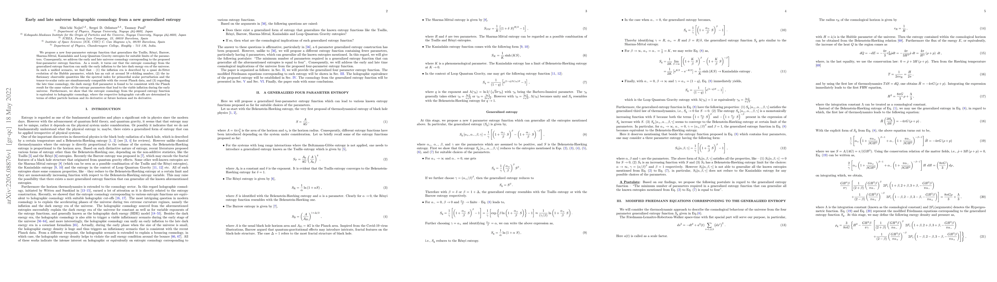 Thumbnail for Early and late universe holographic cosmology from a new generalized
  entropy