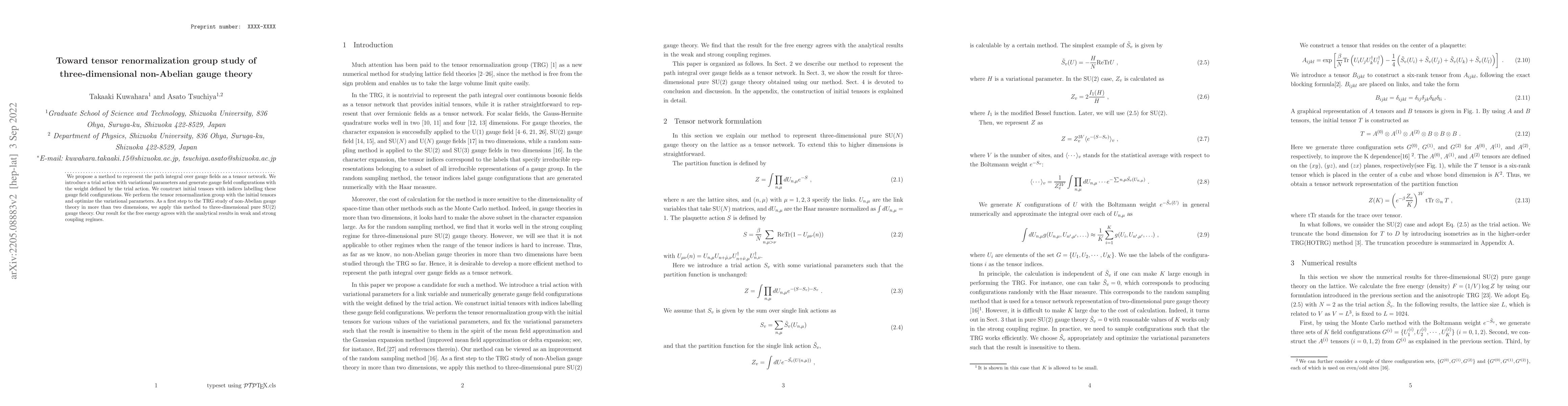 Thumbnail for Toward tensor renormalization group study of three-dimensional
  non-Abelian gauge theory