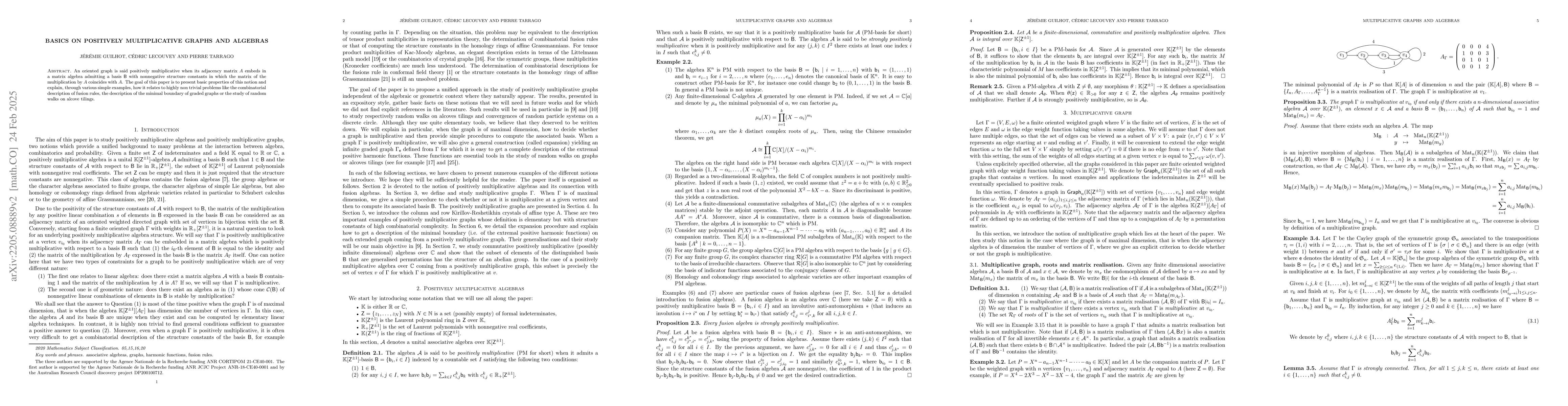 Thumbnail for Basics on positively multiplicative graphs and algebras