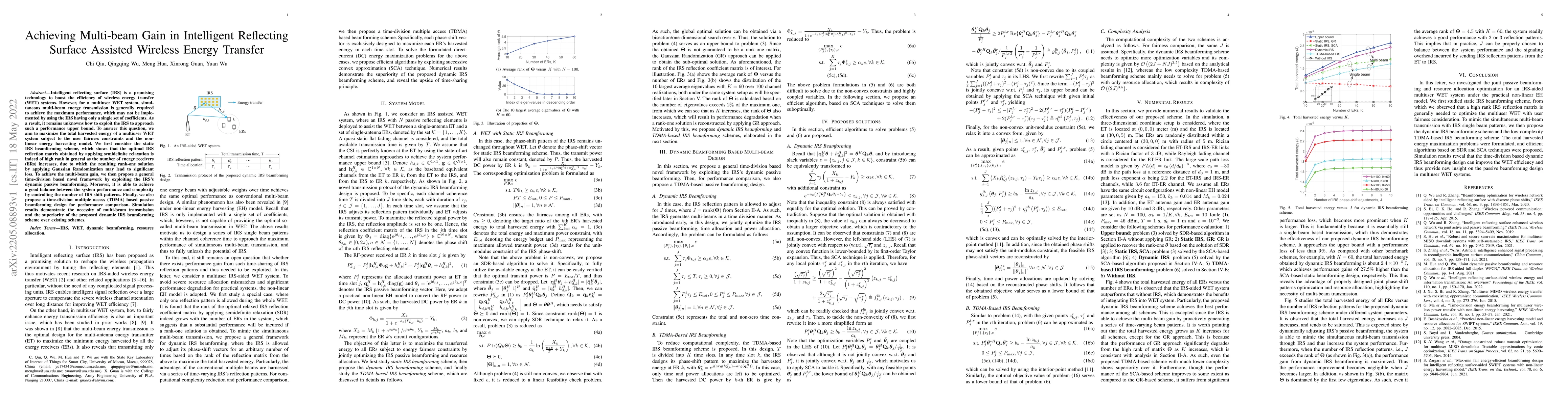 Thumbnail for Achieving Multi-beam Gain in Intelligent Reflecting Surface Assisted
  Wireless Energy Transfer