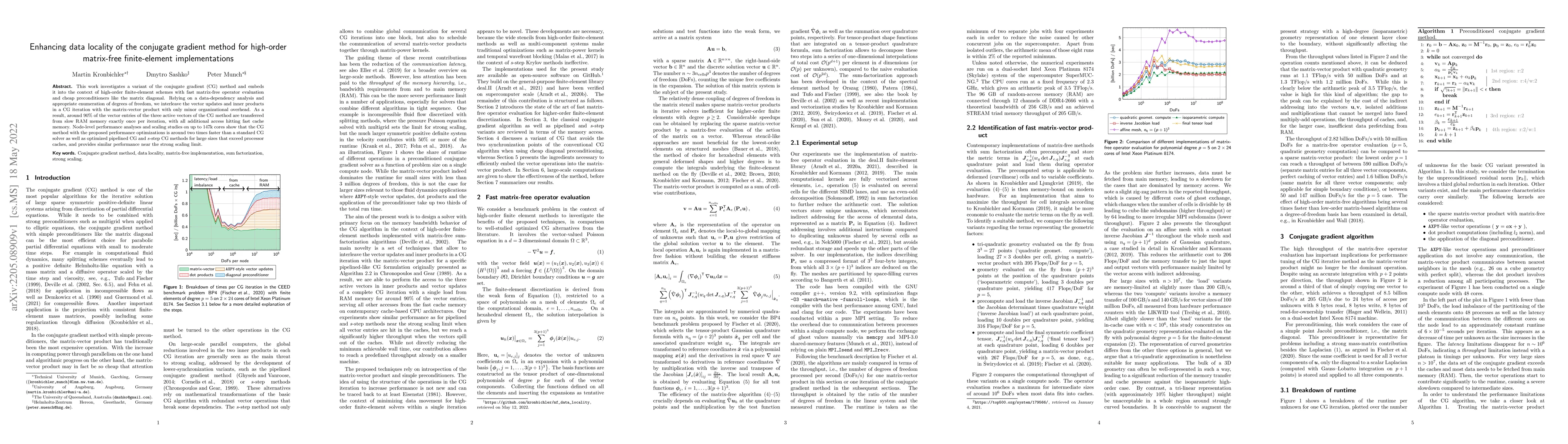 Thumbnail for Enhancing data locality of the conjugate gradient method for high-order
  matrix-free finite-element implementations