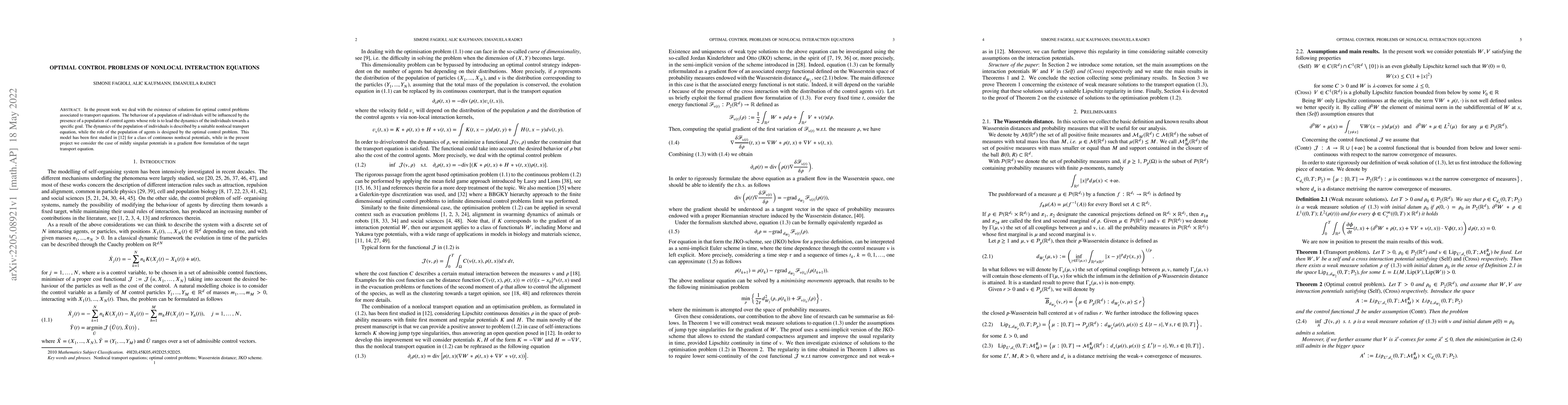 Thumbnail for Optimal control problems of nonlocal interaction equations