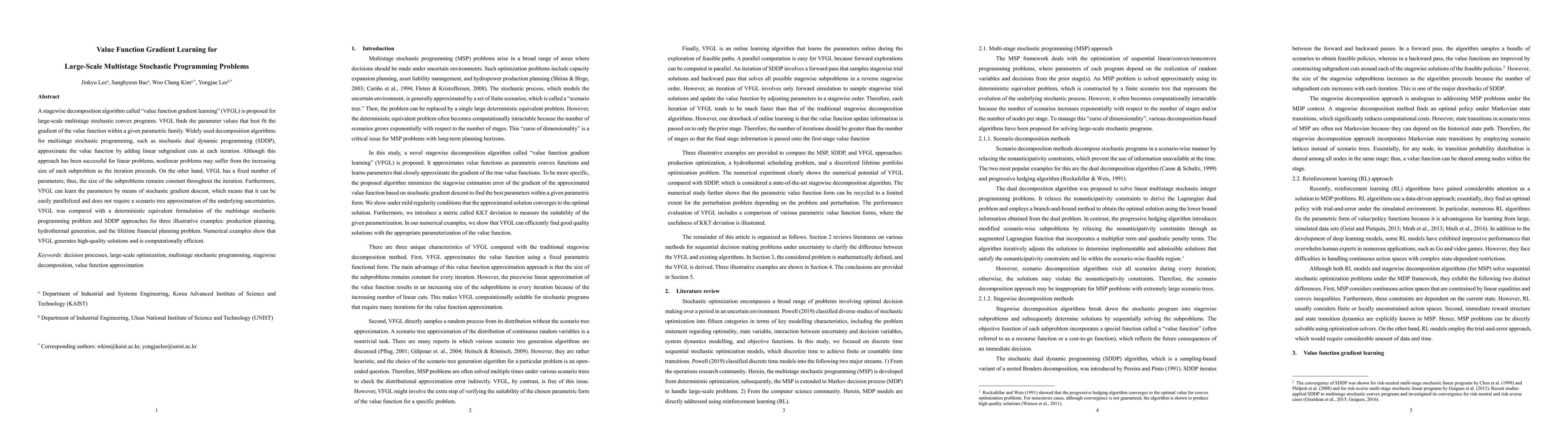Thumbnail for Value Function Gradient Learning for Large-Scale Multistage Stochastic
  Programming Problems