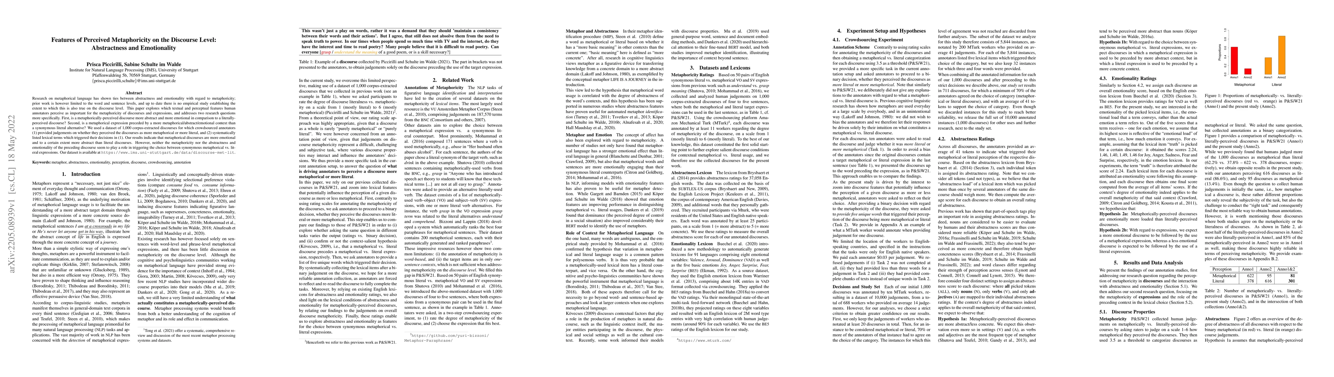 Thumbnail for Features of Perceived Metaphoricity on the Discourse Level: Abstractness
  and Emotionality