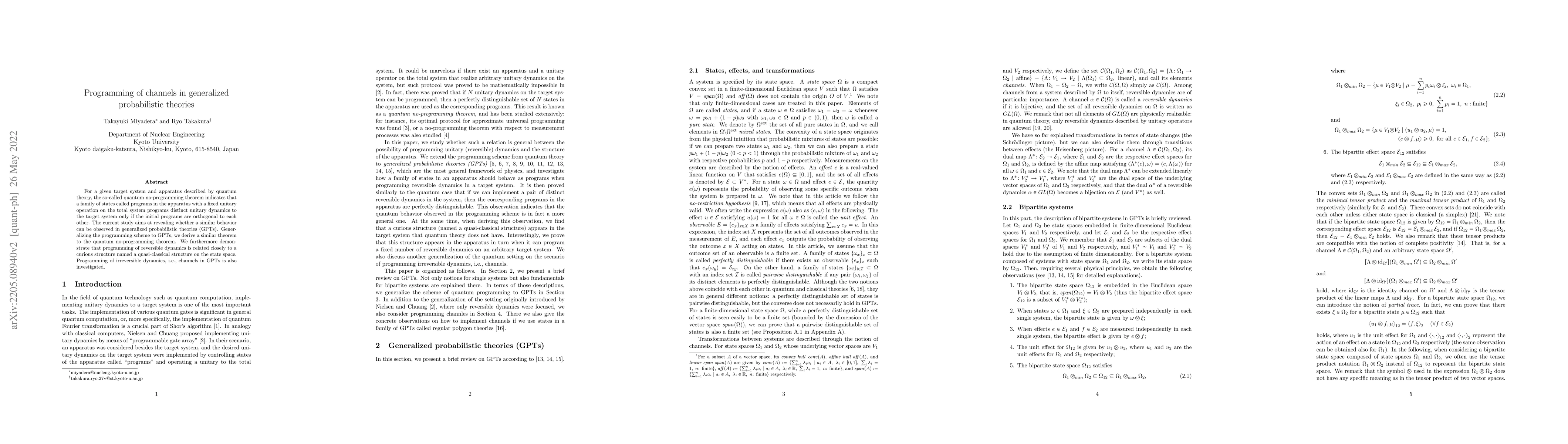 Thumbnail for Programming of channels in generalized probabilistic theories