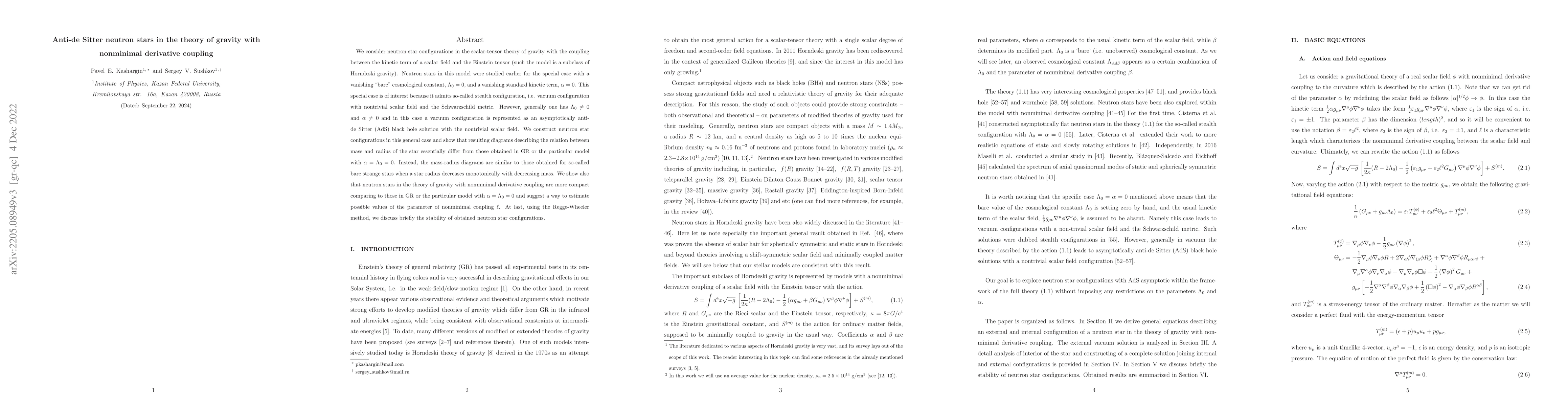 Thumbnail for Anti-de Sitter neutron stars in the theory of gravity with nonminimal
  derivative coupling
