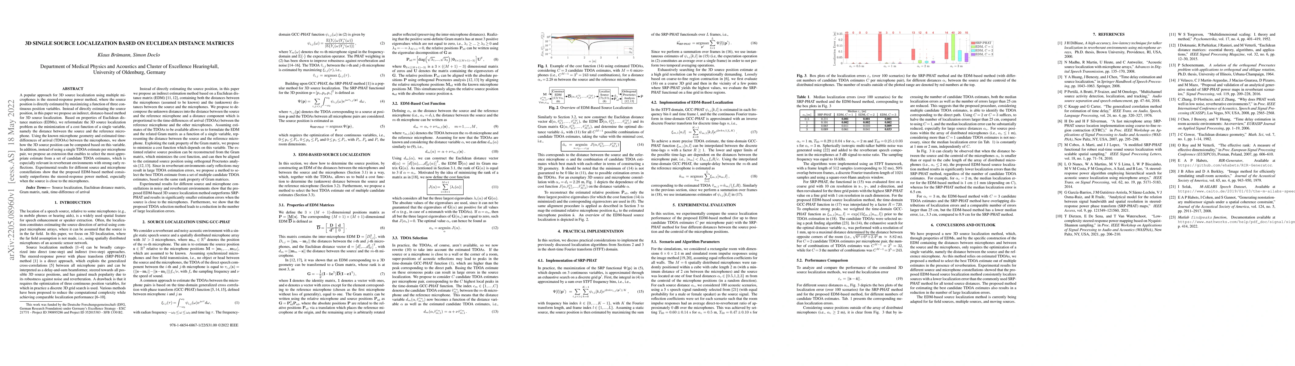 Thumbnail for 3D Single Source Localization Based on Euclidean Distance Matrices
