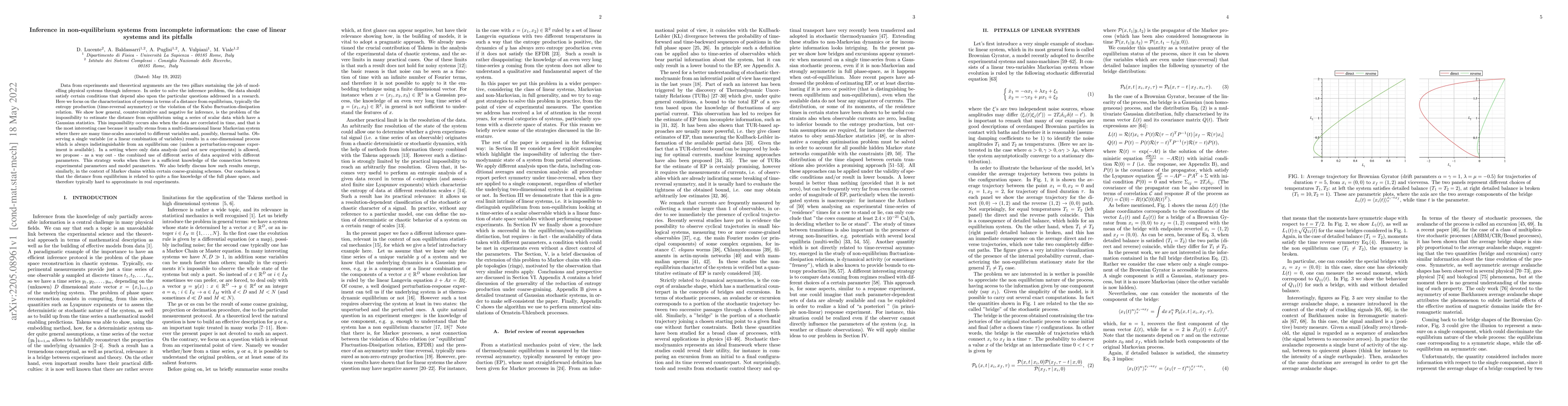 Thumbnail for Inference in non-equilibrium systems from incomplete information: the
  case of linear systems and its pitfalls