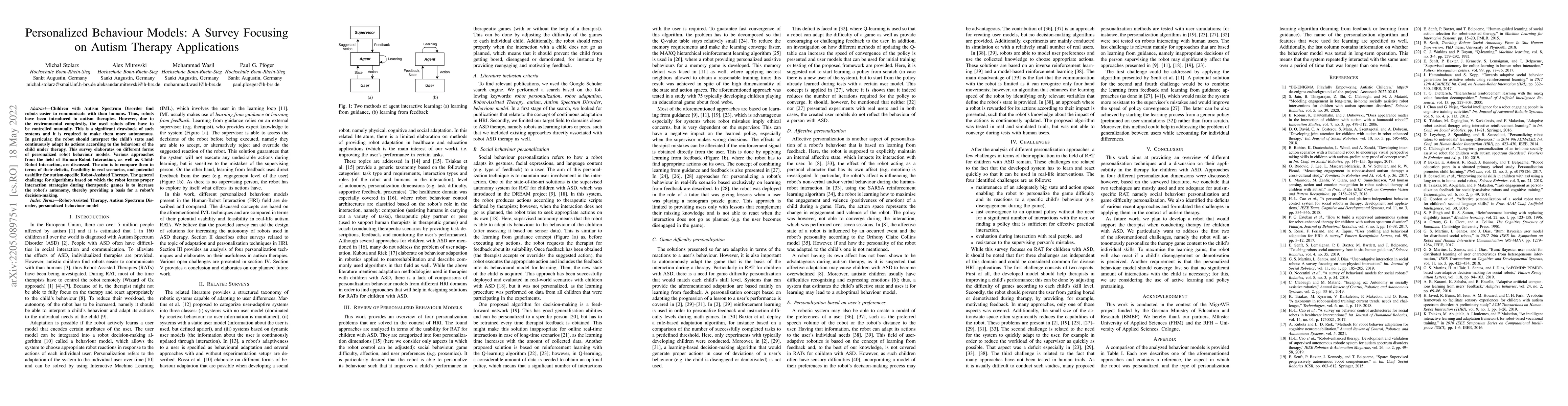 Thumbnail for Personalized Behaviour Models: A Survey Focusing on Autism Therapy
  Applications