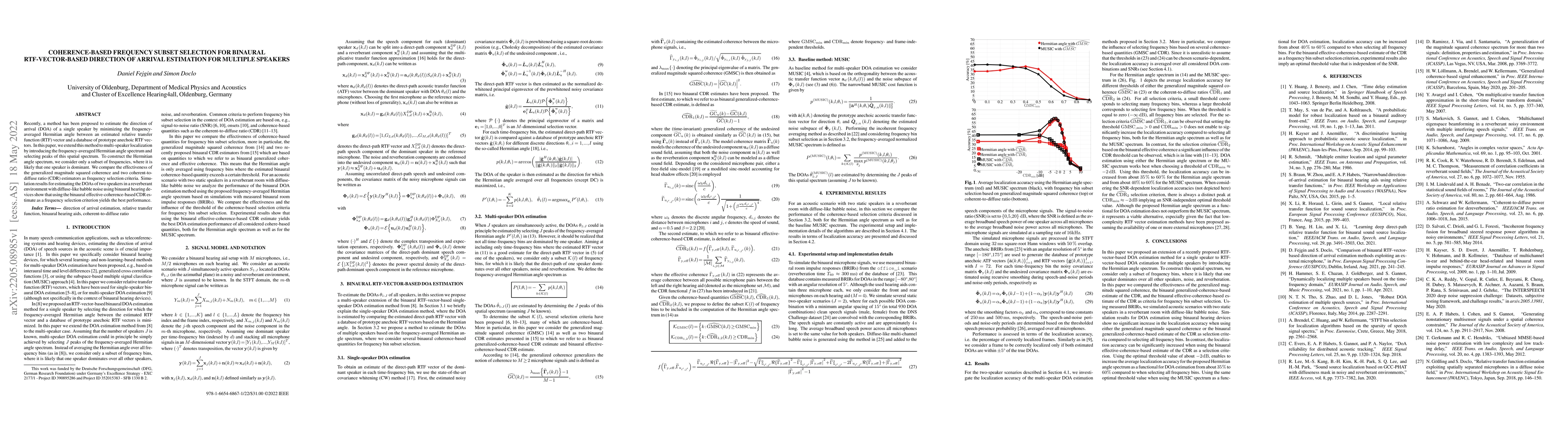 Thumbnail for Coherence-Based Frequency Subset Selection For Binaural RTF-Vector-Based
  Direction of Arrival Estimation for Multiple Speakers