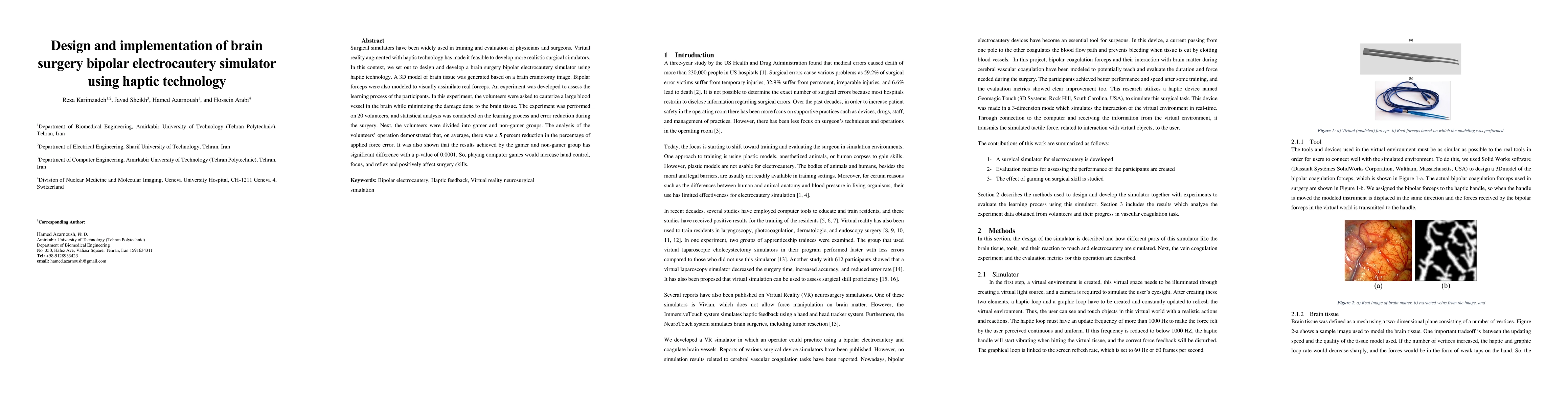 Thumbnail for Design and implementation of brain surgery bipolar electrocautery
  simulator using haptic technology