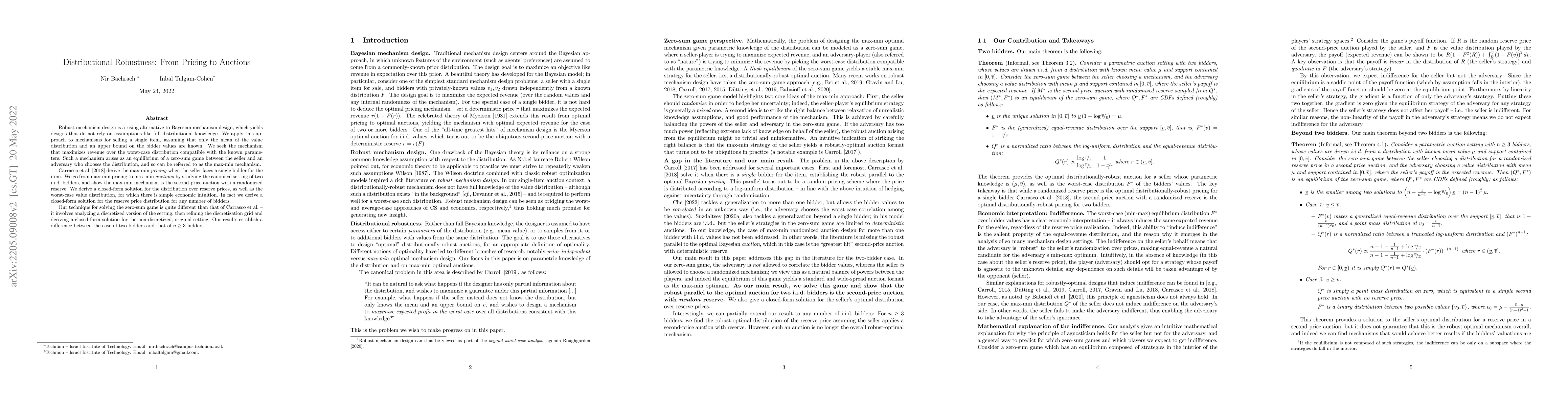 Thumbnail for Distributional Robustness: From Pricing to Auctions