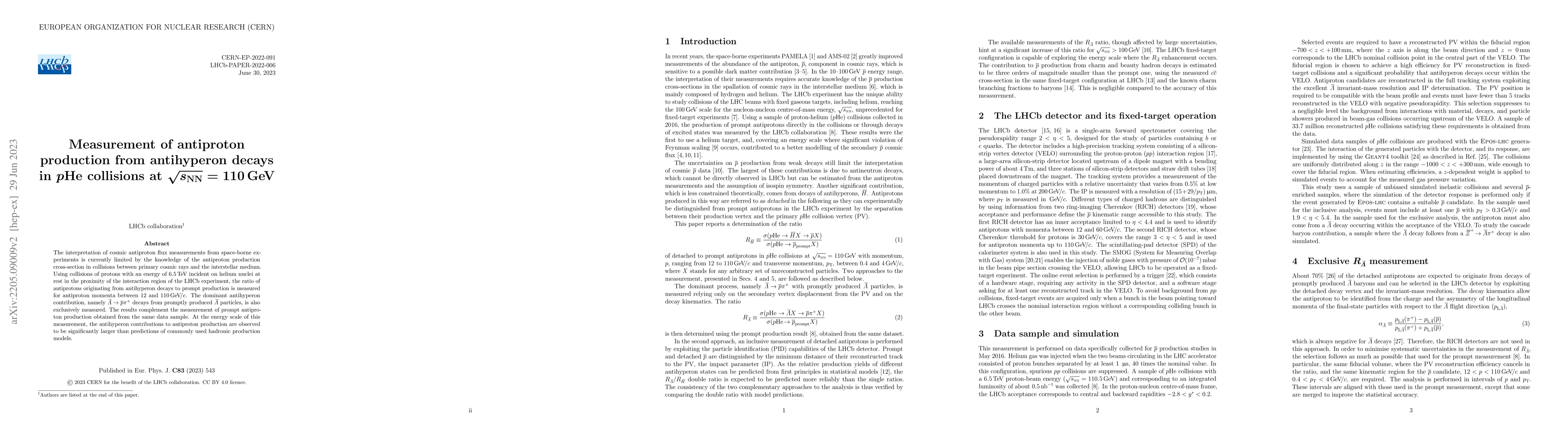 Thumbnail for Measurement of antiproton production from antihyperon decays in pHe
  collisions at $\sqrt{s_{NN}}=110$ GeV