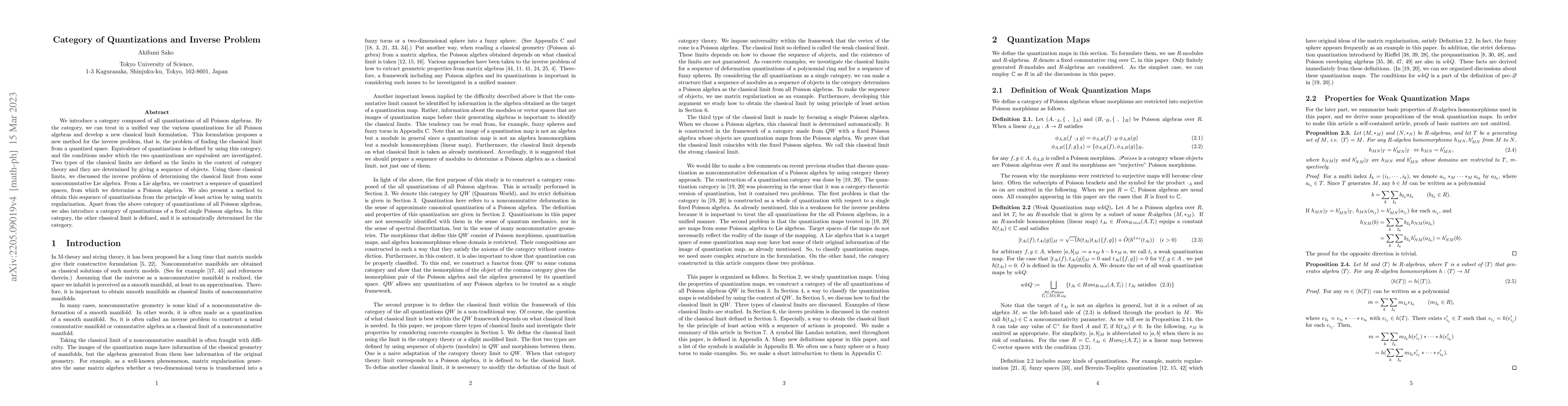 Thumbnail for Category of Quantizations and Inverse Problem