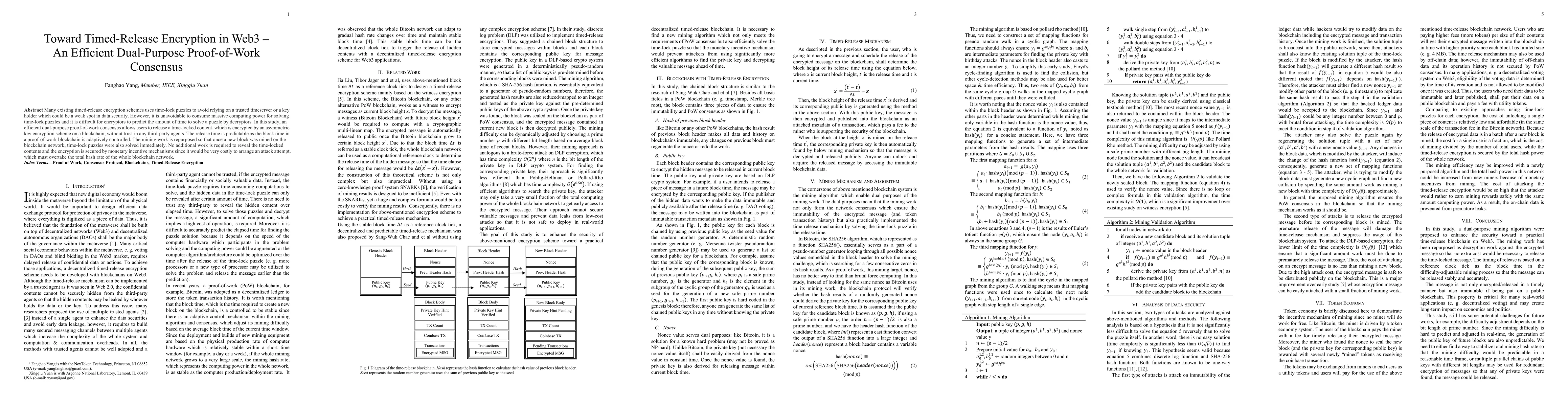 Thumbnail for Toward Timed-Release Encryption in Web3 An Efficient Dual-Purpose
  Proof-of-Work Consensus