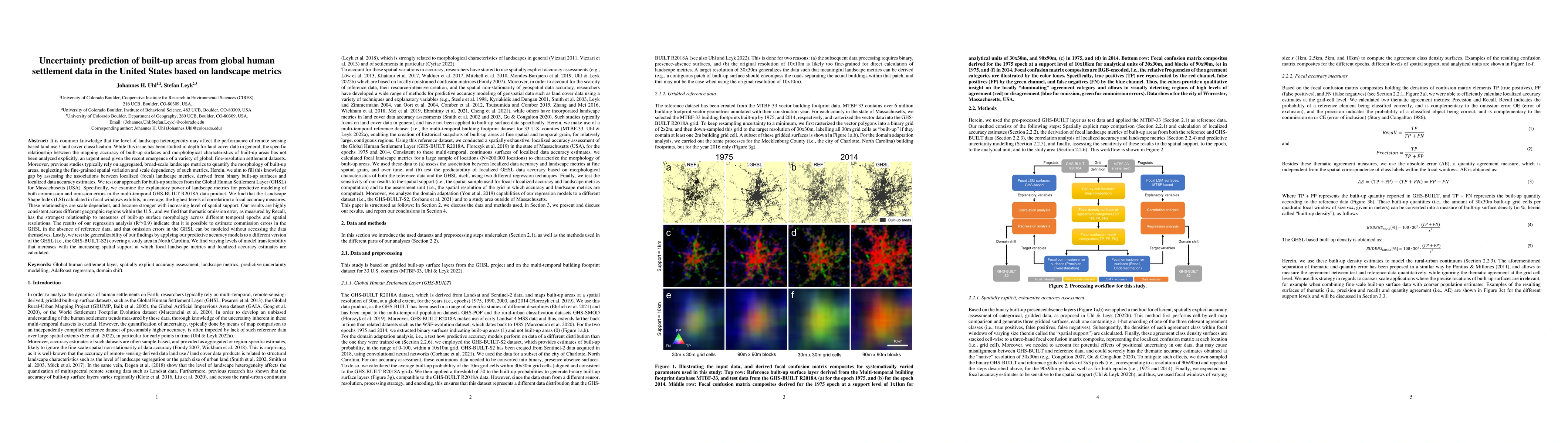 Thumbnail for Uncertainty prediction of built-up areas from global human settlement
  data in the United States based on landscape metrics