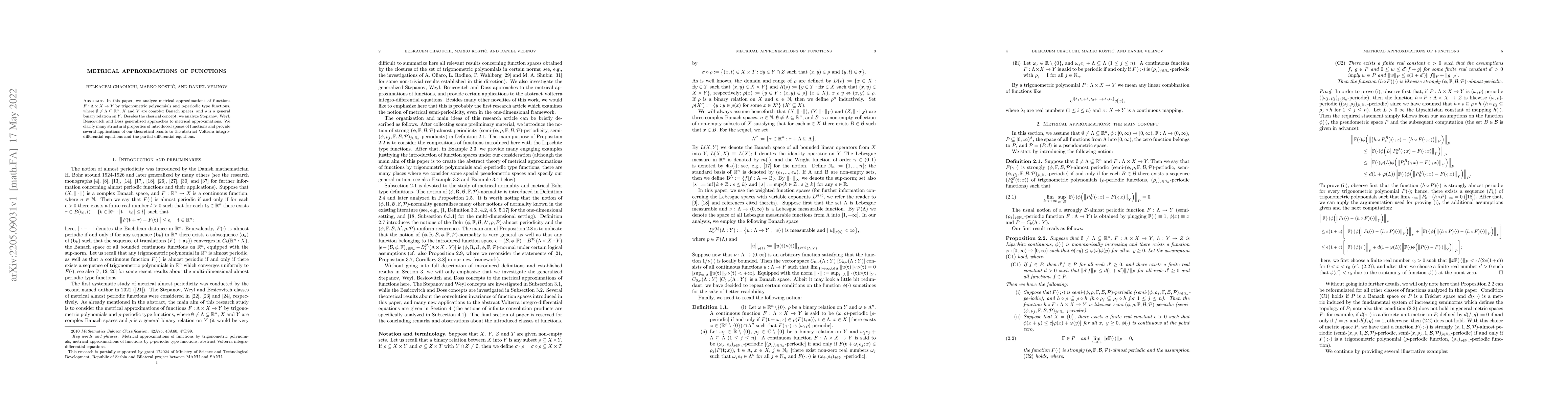 Thumbnail for Metrical approximations of functions