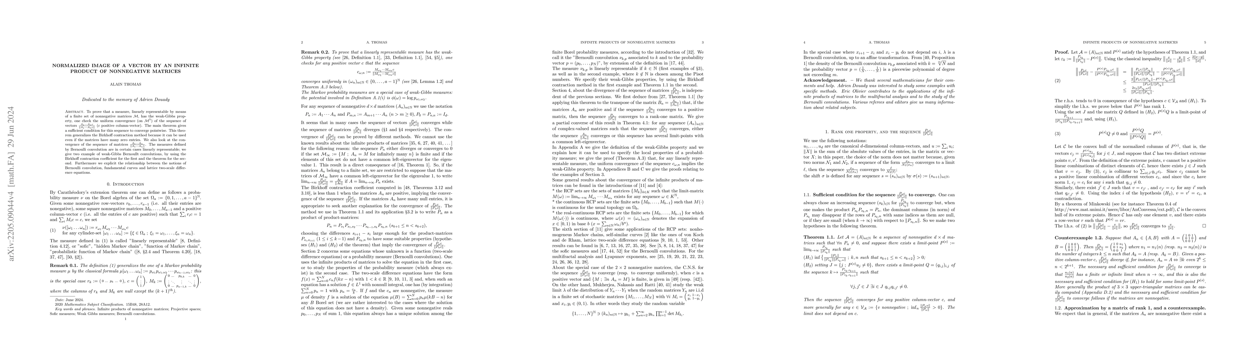 Thumbnail for Normalized image of a vector by an infinite product of nonnegative
  matrices