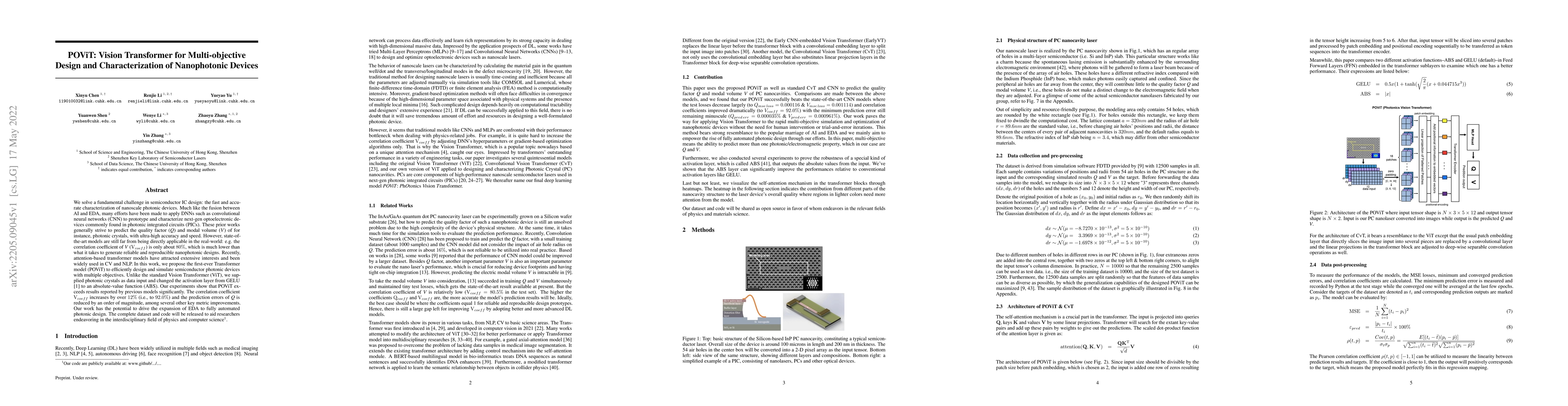 Thumbnail for POViT: Vision Transformer for Multi-objective Design and
  Characterization of Nanophotonic Devices