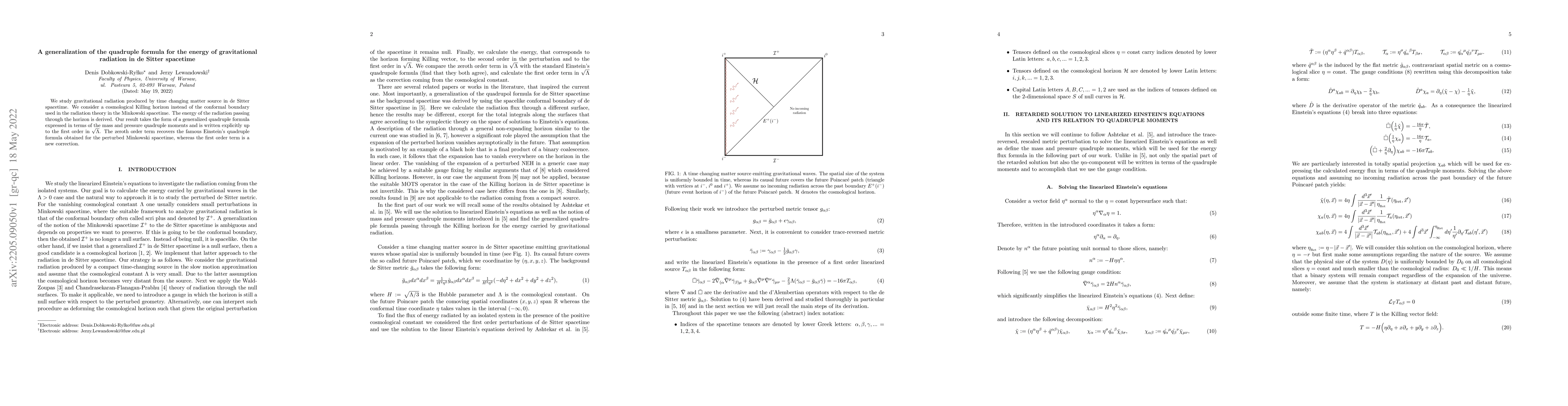 Thumbnail for A generalization of the quadruple formula for the energy of
  gravitational radiation in de Sitter spacetime