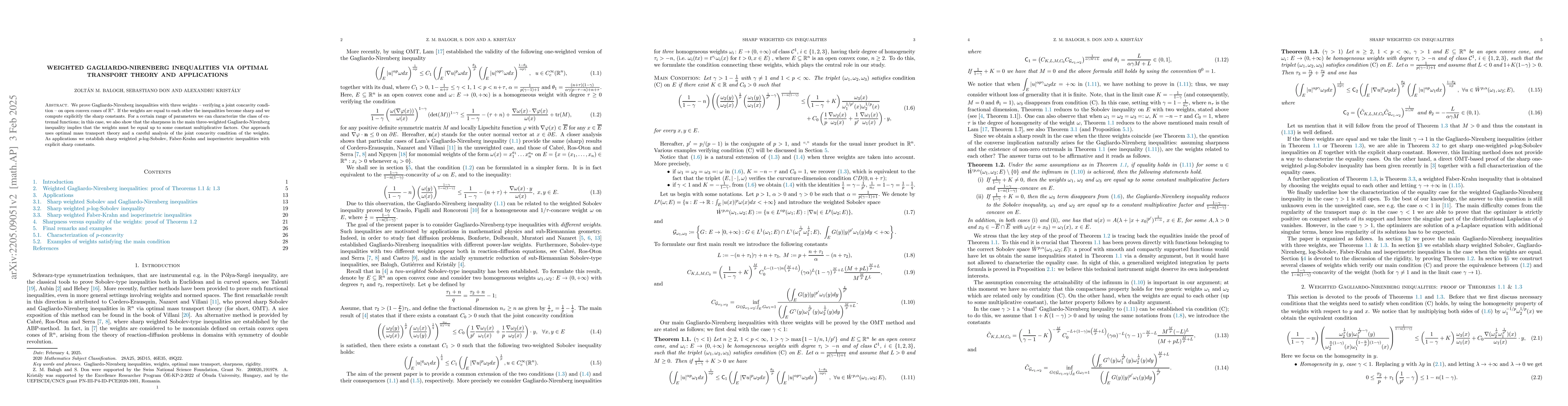 Thumbnail for Weighted Gagliardo-Nirenberg inequalities via Optimal Transport Theory
  and Applications