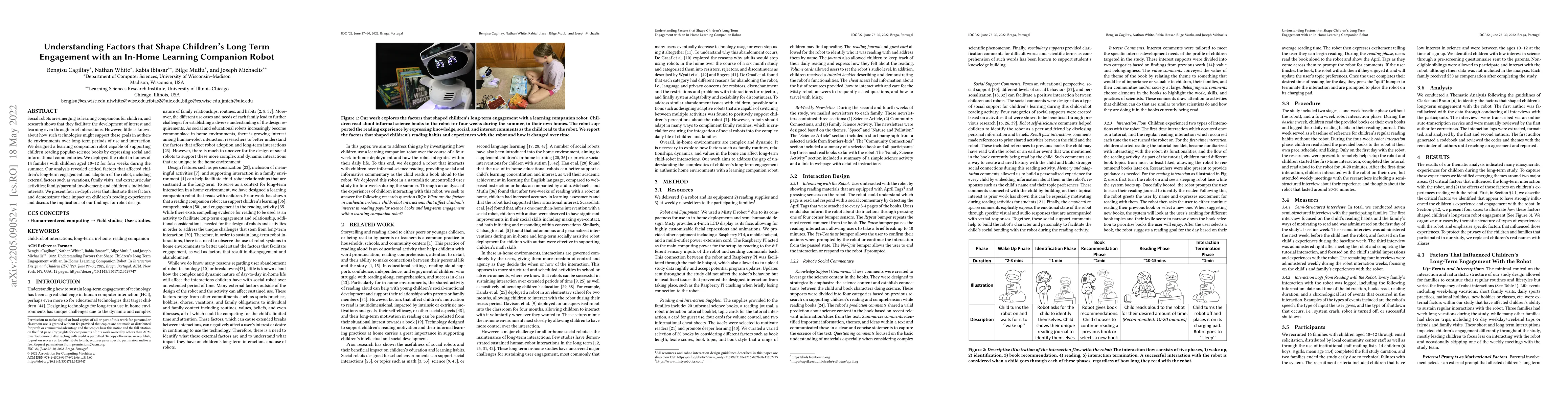 Thumbnail for Understanding Factors that Shape Children's Long Term Engagement with an
  In-Home Learning Companion Robot