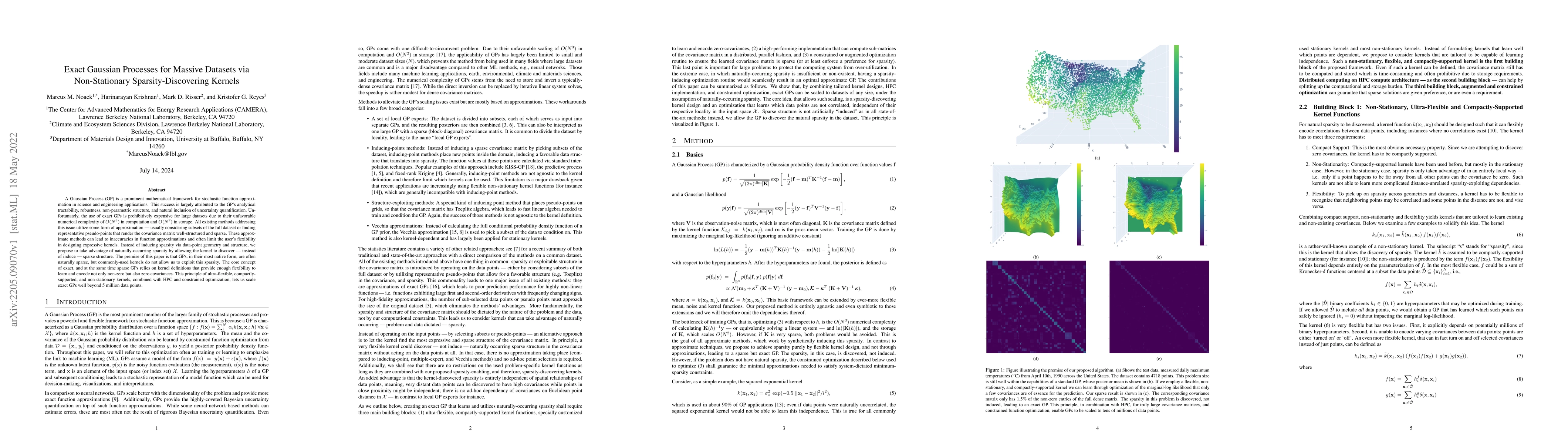 Thumbnail for Exact Gaussian Processes for Massive Datasets via Non-Stationary
  Sparsity-Discovering Kernels