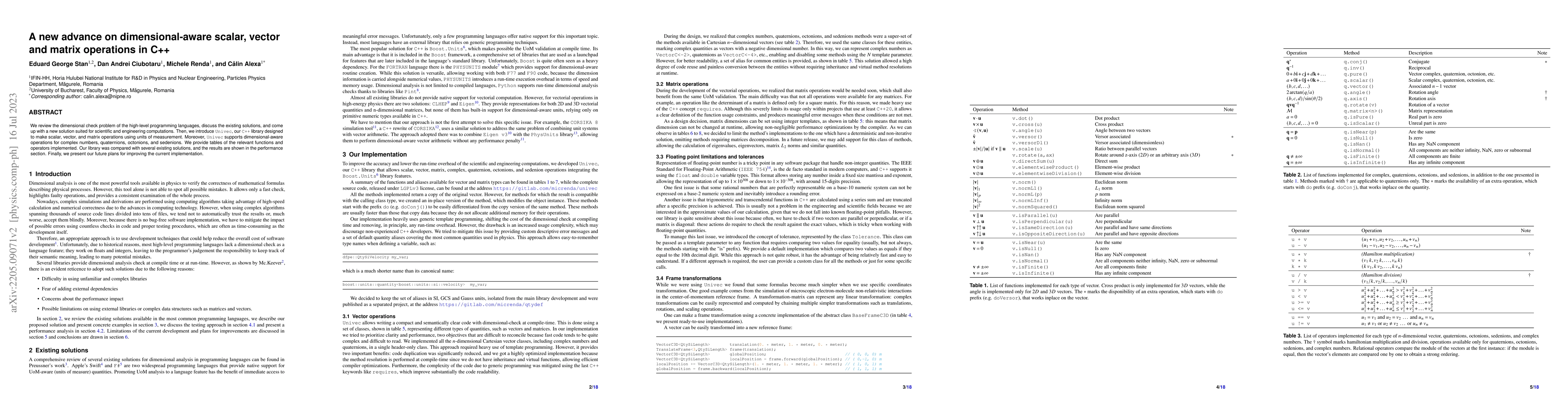 Thumbnail for A new advance on dimensional-aware scalar, vector and matrix operations
  in C++