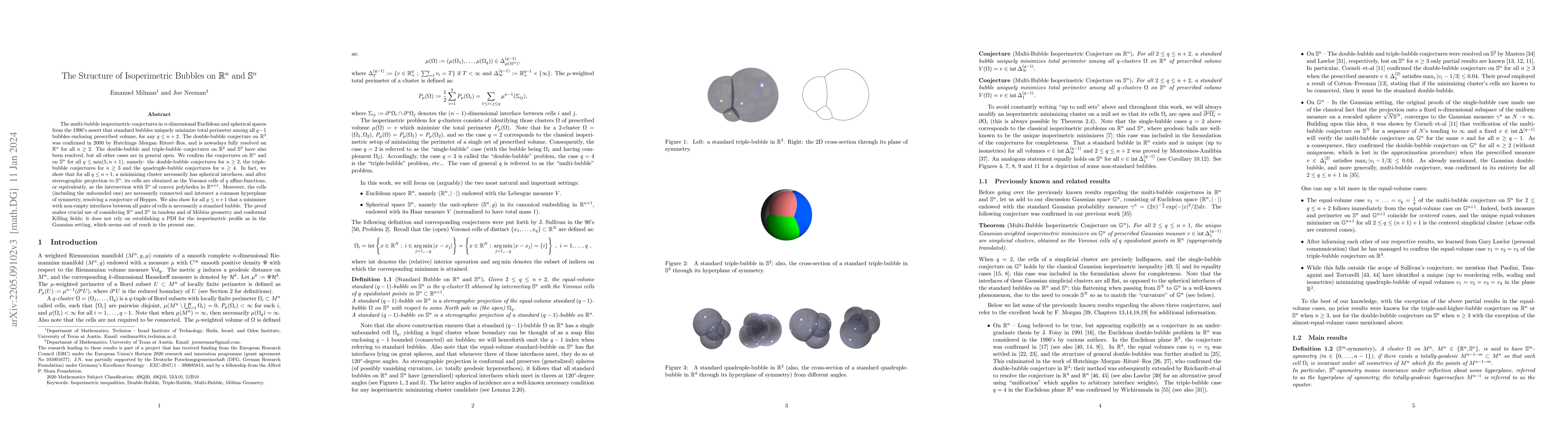 Thumbnail for The Structure of Isoperimetric Bubbles on $\mathbb{R}^n$ and
  $\mathbb{S}^n$