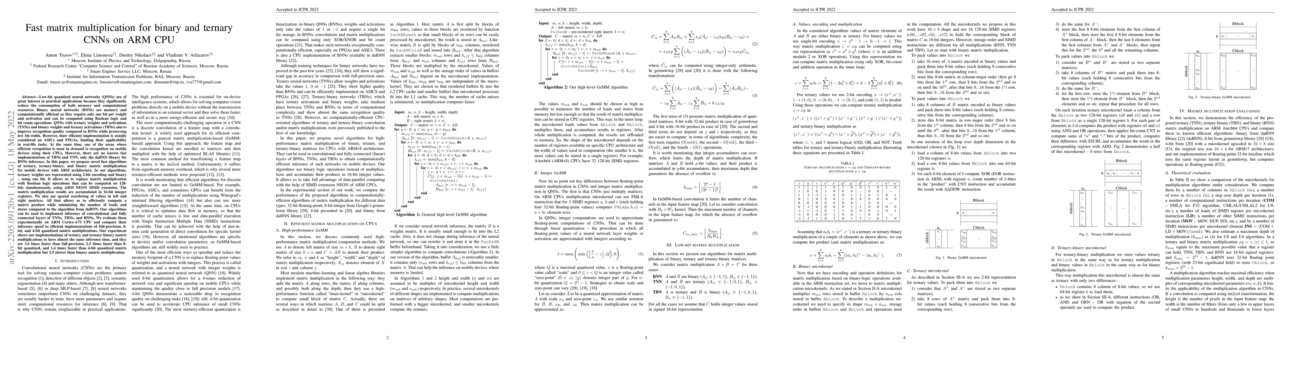 Thumbnail for Fast matrix multiplication for binary and ternary CNNs on ARM CPU