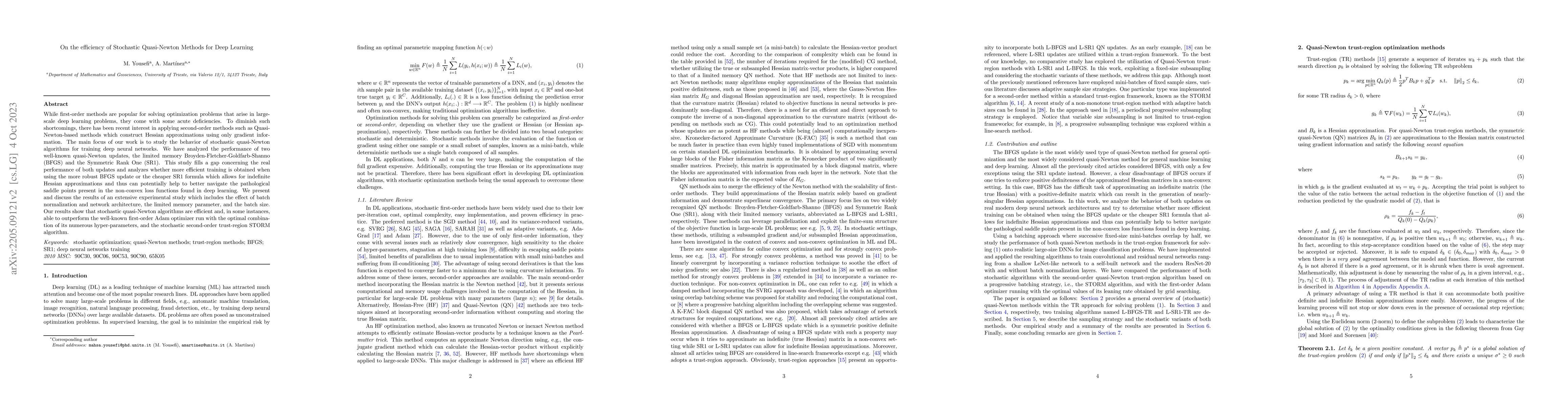 Thumbnail for On the efficiency of Stochastic Quasi-Newton Methods for Deep Learning