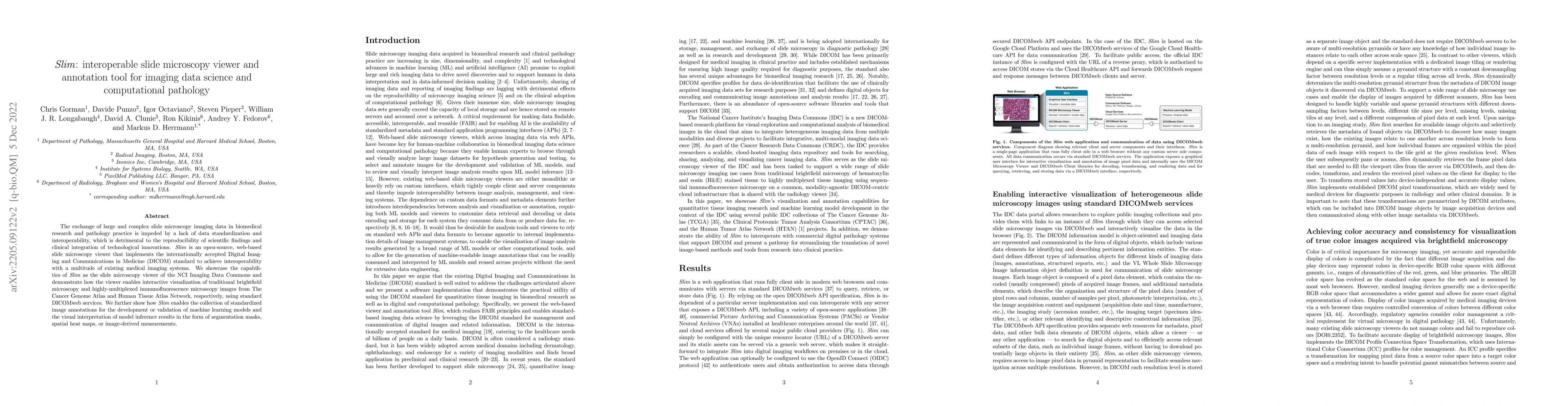 Thumbnail for Slim: interoperable slide microscopy viewer and annotation tool for
  imaging data science and computational pathology