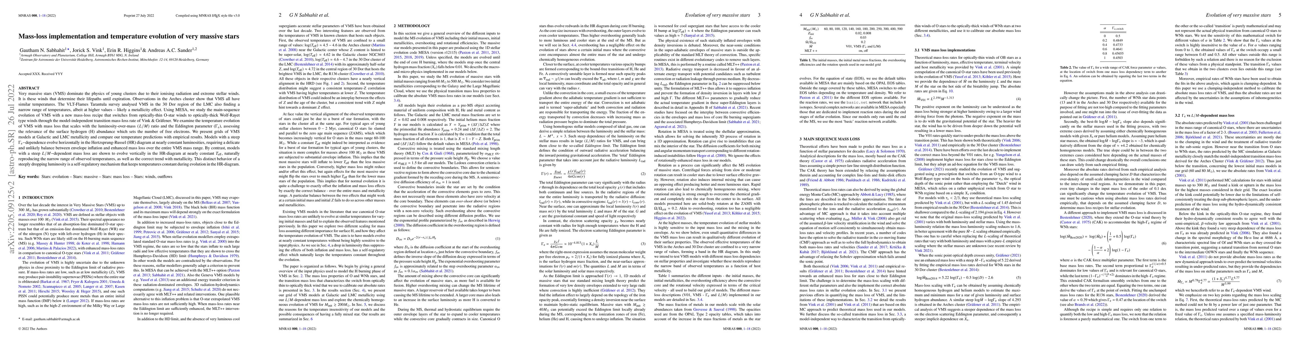 Thumbnail for Mass-loss implementation and temperature evolution of very massive stars
