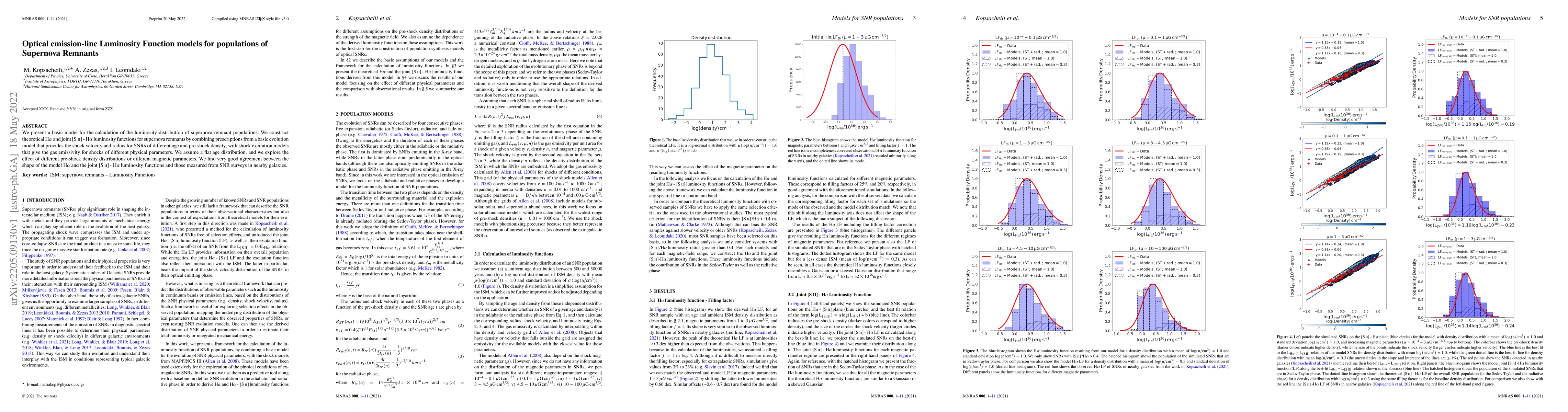 Thumbnail for Optical emission-line Luminosity Function models for populations of
  Supernova Remnants