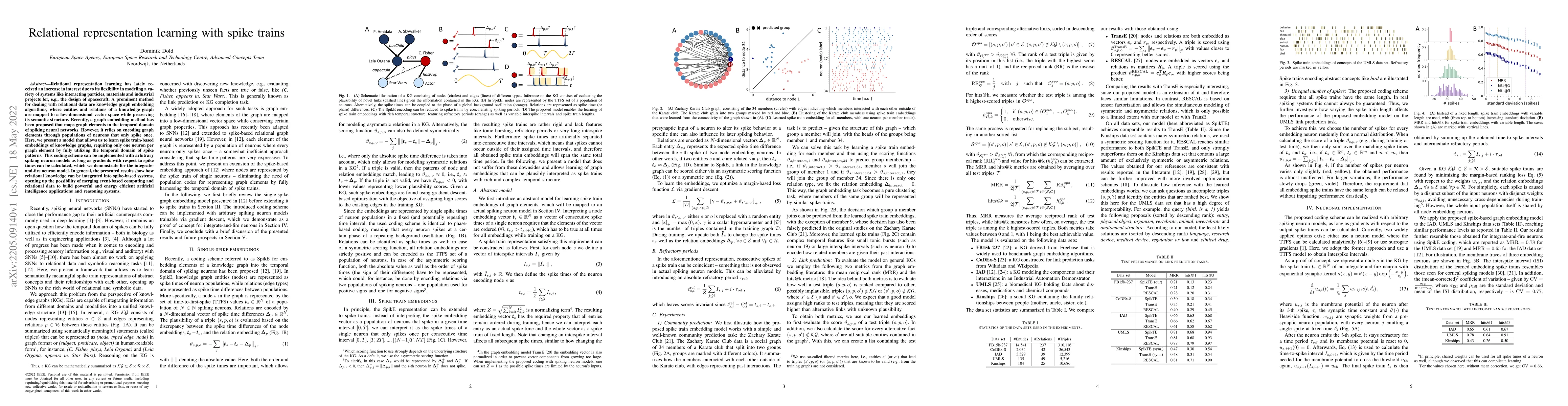 Thumbnail for Relational representation learning with spike trains