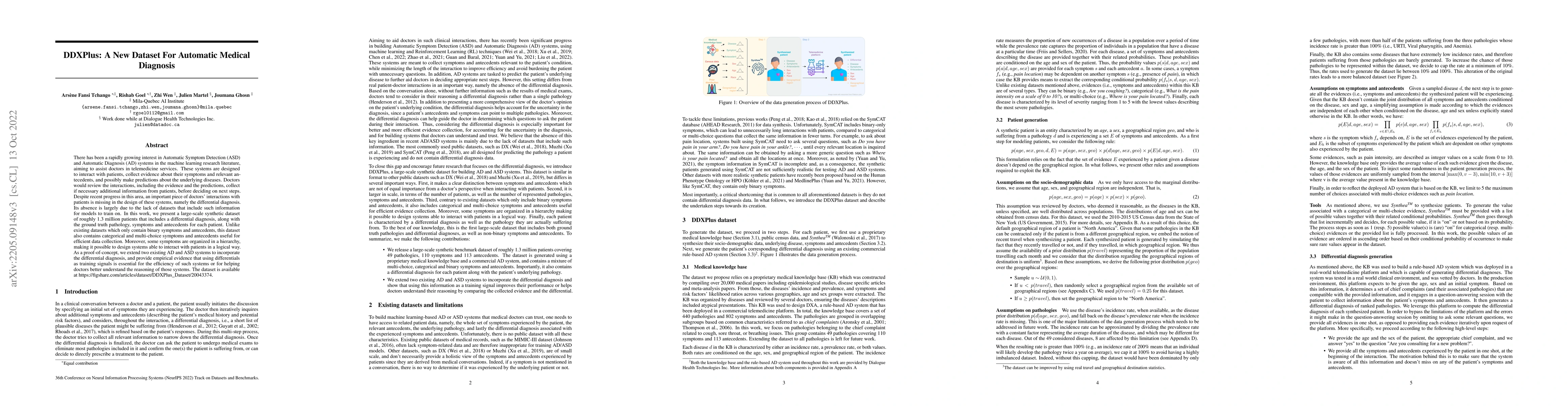 Thumbnail for DDXPlus: A New Dataset For Automatic Medical Diagnosis