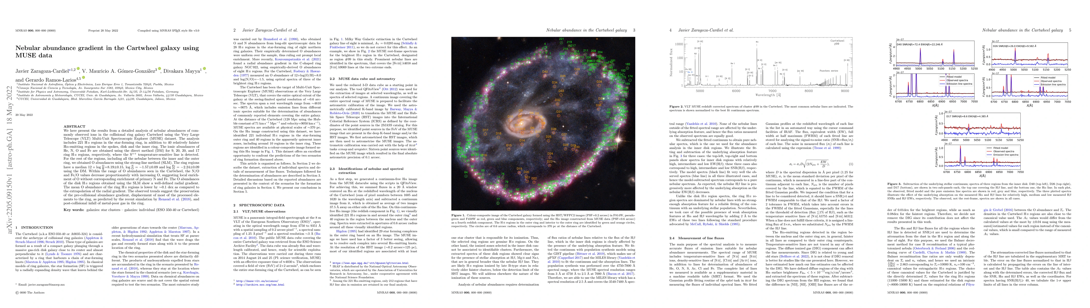 Thumbnail for Nebular abundance gradient in the Cartwheel galaxy using MUSE data
