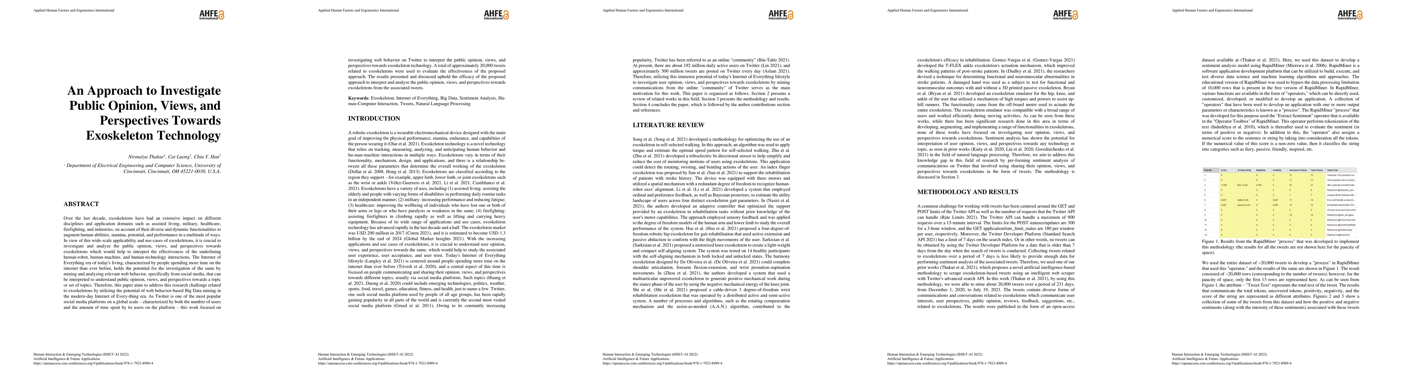 Thumbnail for An Approach to Investigate Public Opinion, Views, and Perspectives
  Towards Exoskeleton Technology